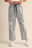 Striped Patchwork Barrel Jeans
