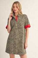 Contrast Accent Leopard Dress