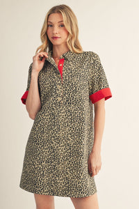 Contrast Accent Leopard Dress