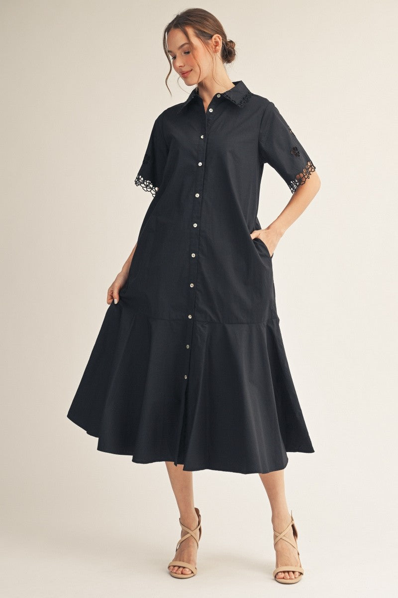 Eyelet Detailed Midi Dress
