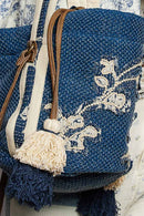 Butterfly Embroidered Textured Crossbody Bag