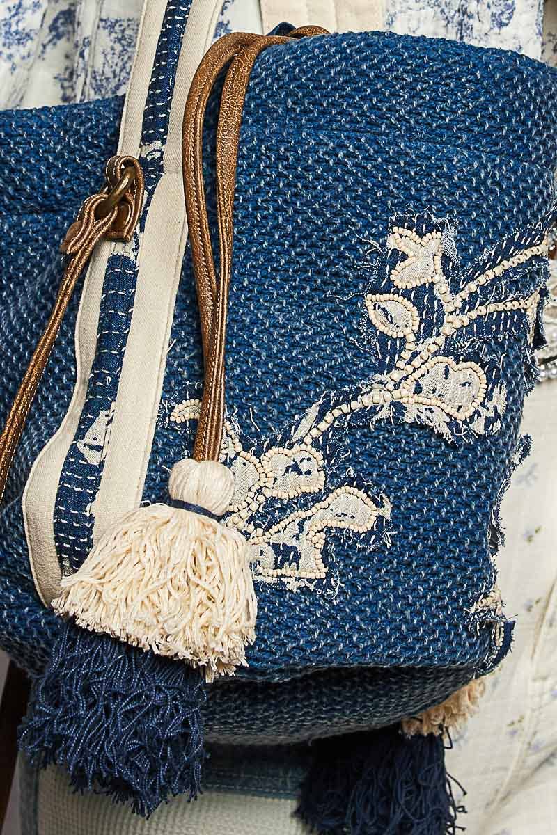 Butterfly Embroidered Textured Crossbody Bag