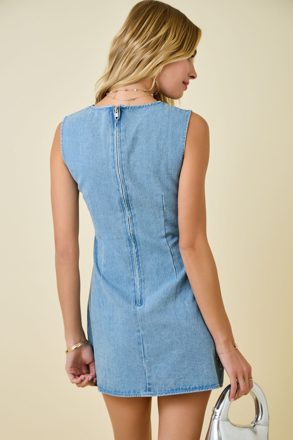 Bow Tie Detailed Denim Dress