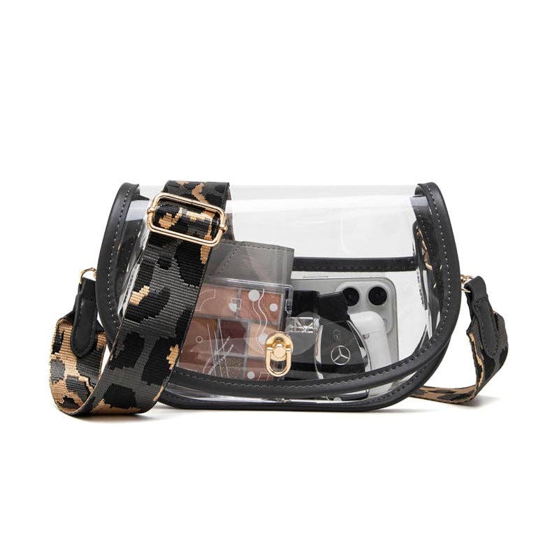 Printed Strap Clear Crossbody