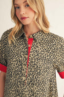Contrast Accent Leopard Dress