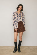Floral Polka Dot Satin Blouse