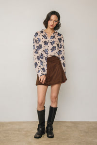 Floral Polka Dot Satin Blouse