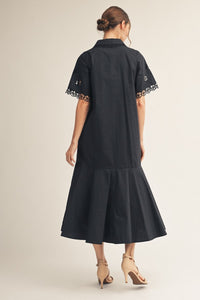 Eyelet Detailed Midi Dress