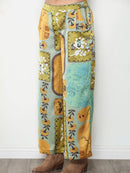 Golden Tapestry Satin Wide Leg Pant