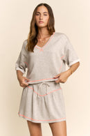 Soft Knit V-Neck Top & Skort Set