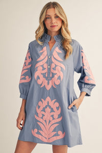 Floral Applique Shift Dress