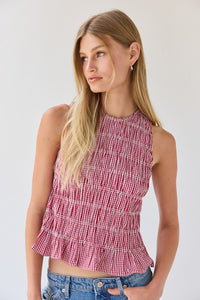 Smocked Gingham Top