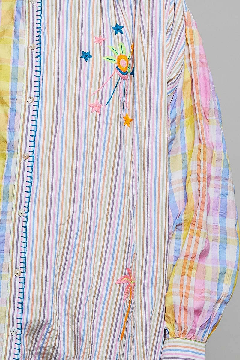 Colorful Embroidered Woven Dress