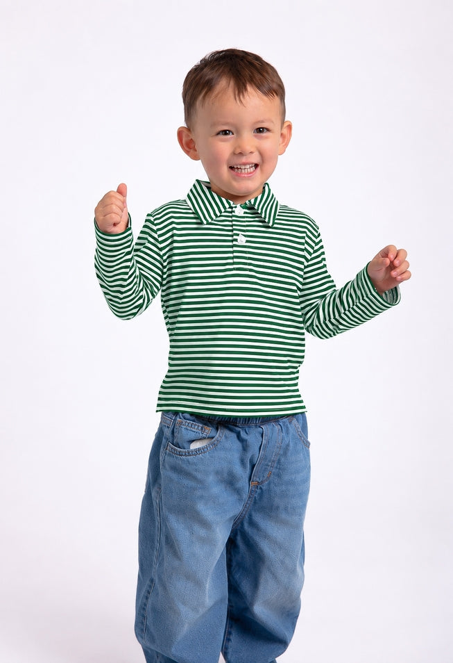 Striped Long Sleeve Polo