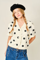 Ruffle Hem Polka Dot Top