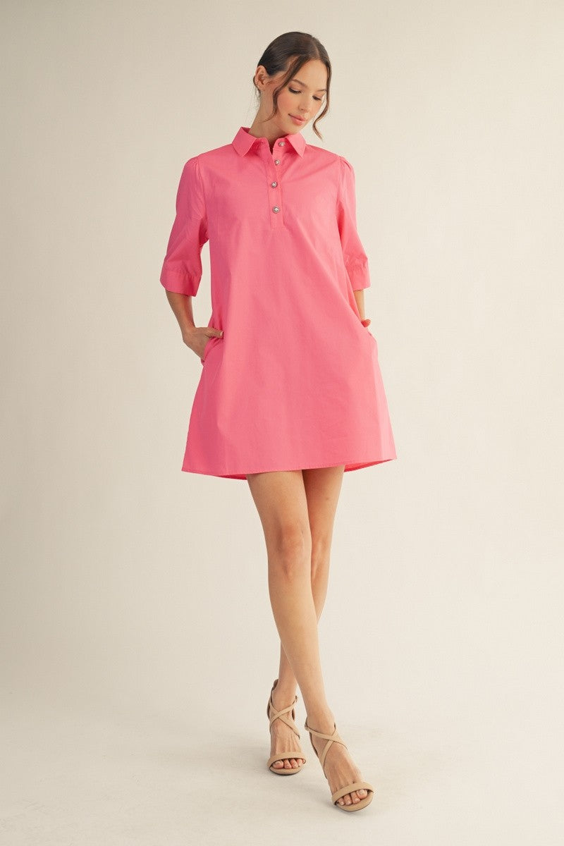 Pearl Button Shift Dress