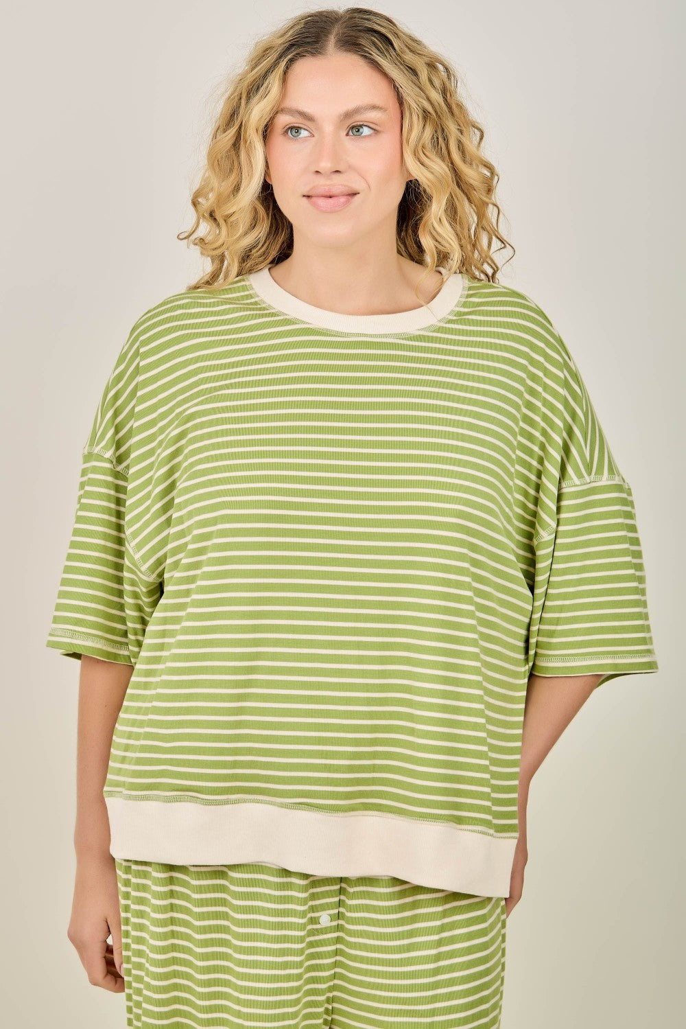 Striped Short Sleeve Sweatshirt