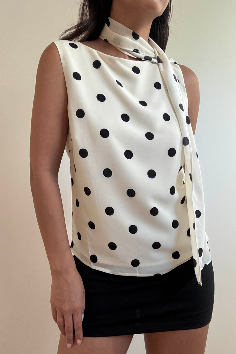 Polka Dot Top with Scarf – Kirby's Kloset