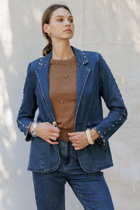 Denim Studded Blazer