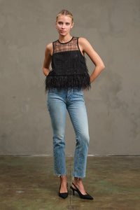 Sequin Mesh Feather Top