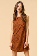 Flower Cut Out Suede Dress