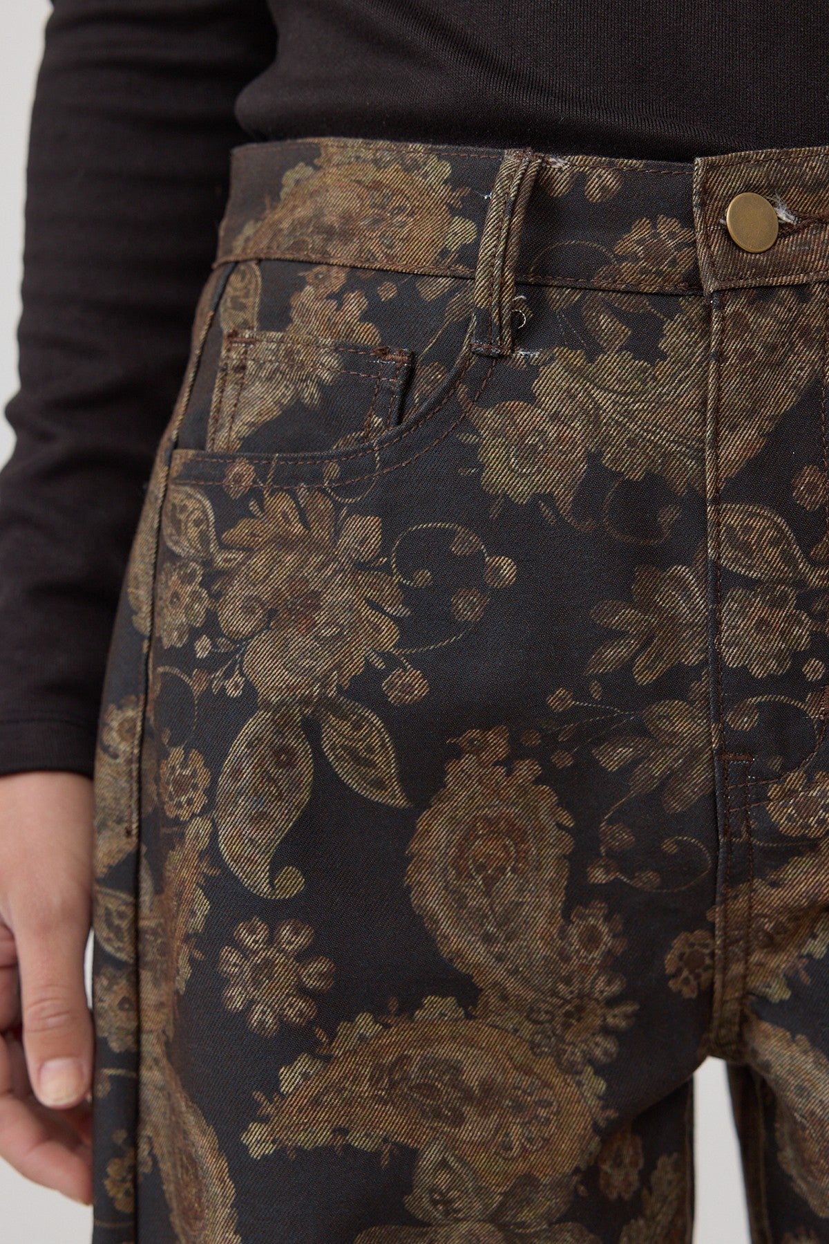 Dark Floral Barrel Jeans