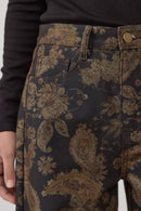 Dark Floral Barrel Jeans