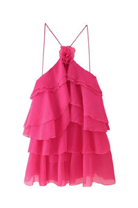 Tiered Rosette Mini Dress