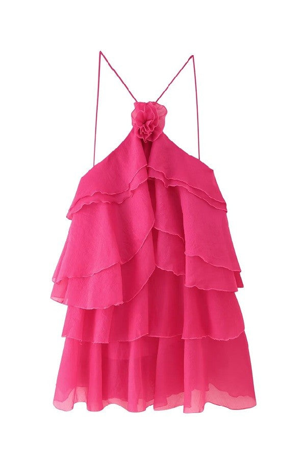Tiered Rosette Mini Dress