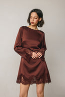 Lace Detailed Satin Mini Dress