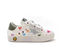 Colorful Hearts Velcro Silver Star Sneakers