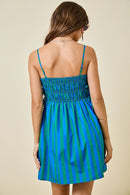 Blue/Green Striped Mini Dress