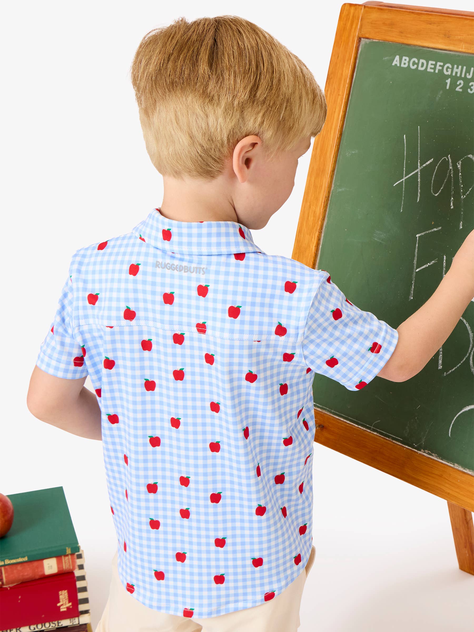 Apple Gingham Short Sleeve Button Down Shirt