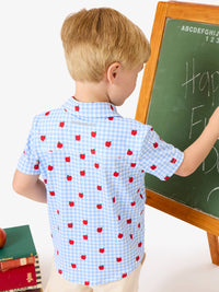 Apple Gingham Short Sleeve Button Down Shirt