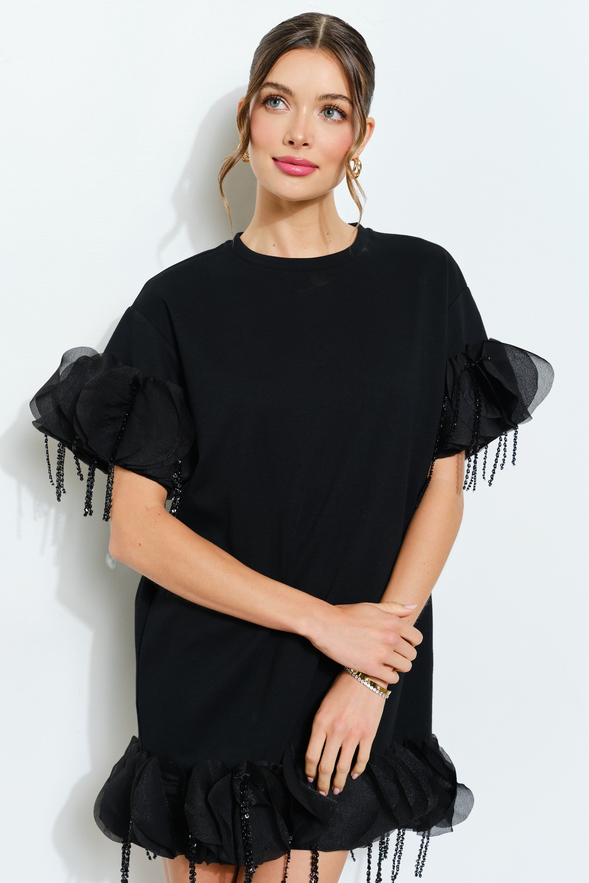 Rhinestone Detail Mini Dress