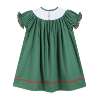 Christmas Tree Smocked Bishop Dress