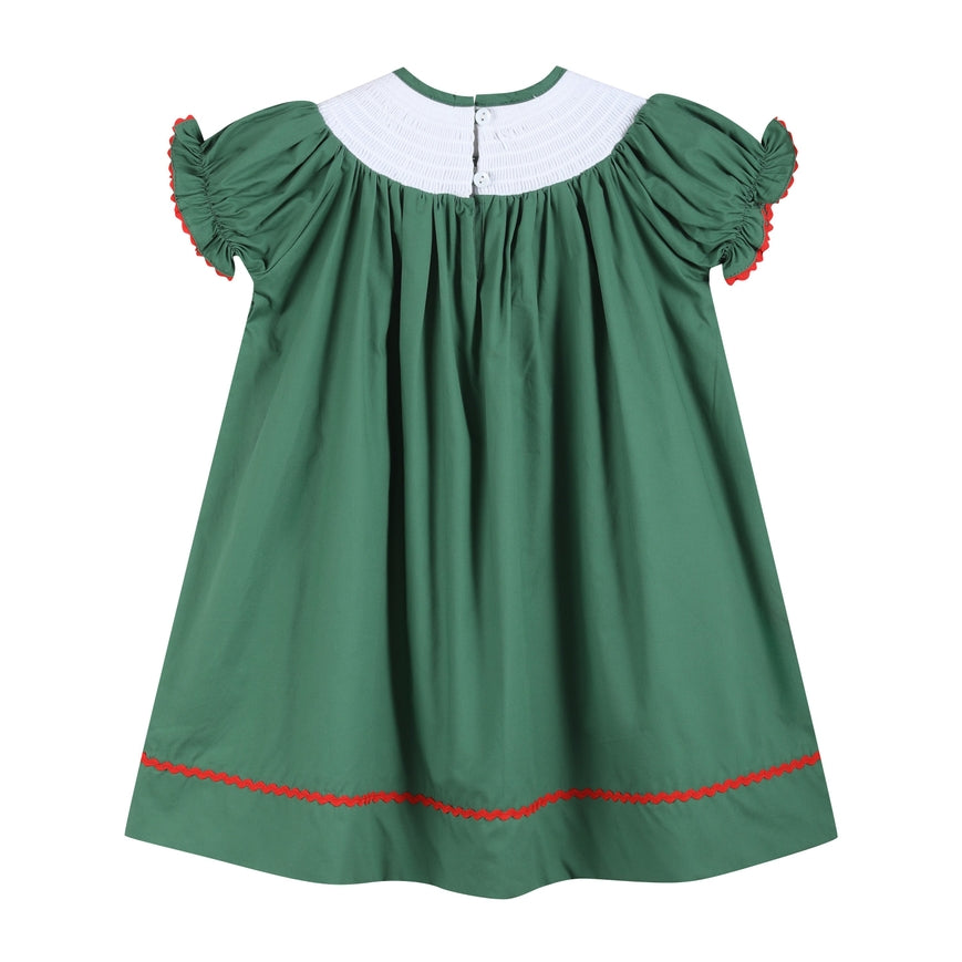 Christmas Tree Smocked Bishop Dress