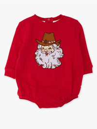 Baby Giddy Up Santa Applique Bubble Romper