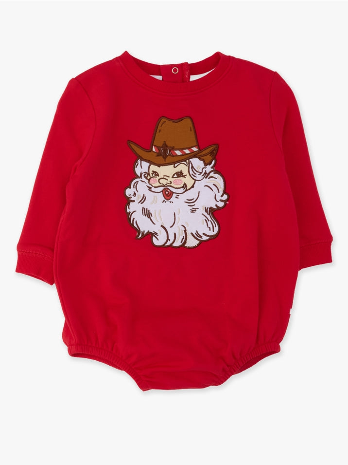 Baby Giddy Up Santa Applique Bubble Romper