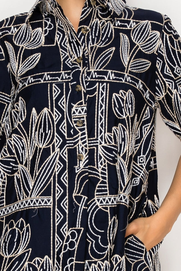 Selene Stitch Shirt Dress