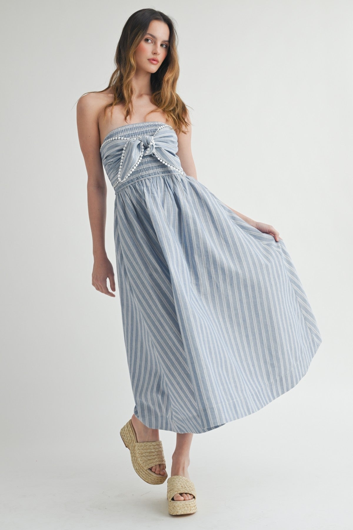 Strapless Bow Midi Dress