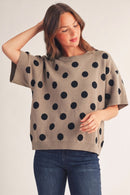 Polka Dot Short Sleeve Sweater