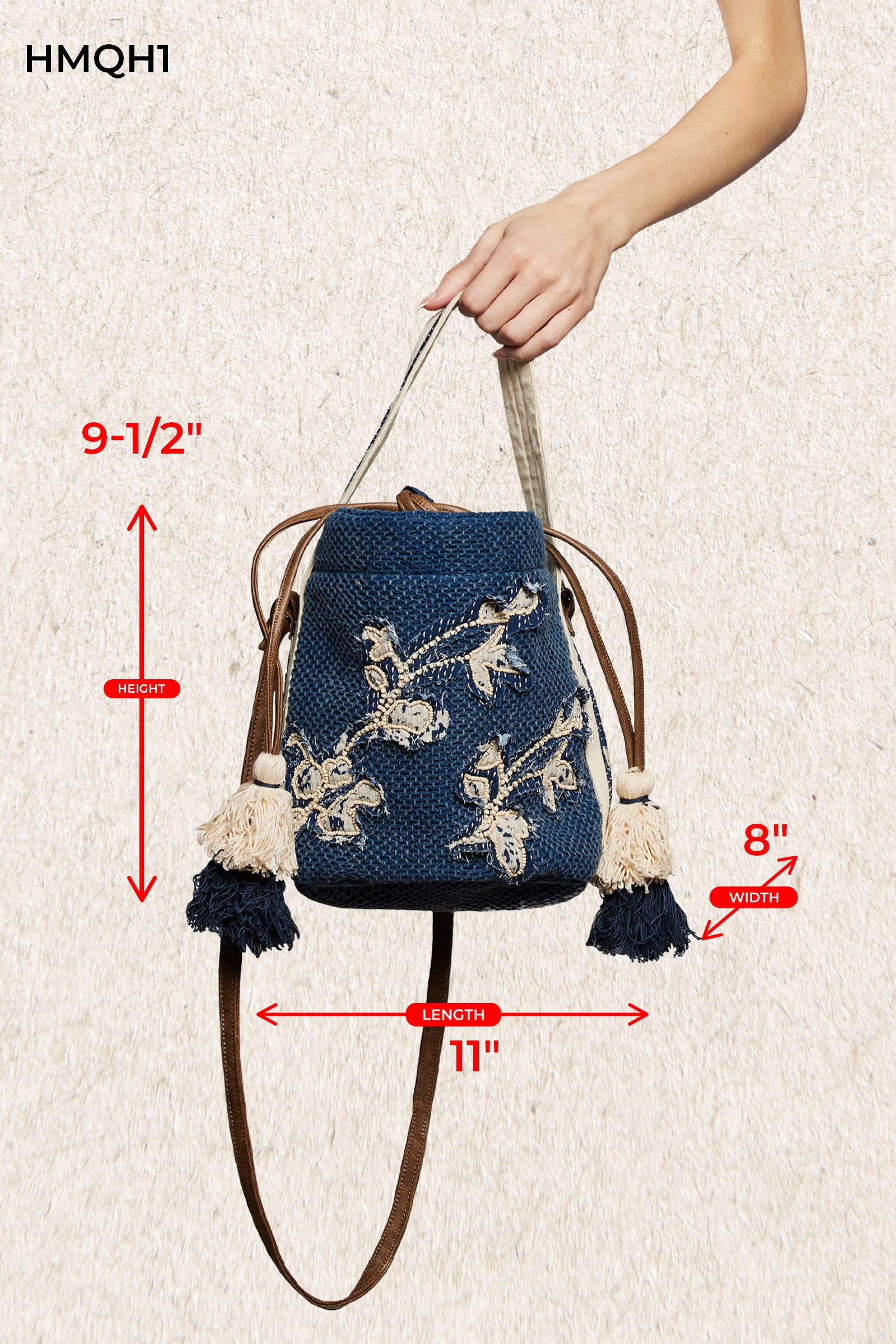 Butterfly Embroidered Textured Crossbody Bag