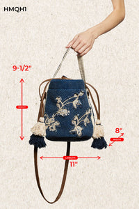 Butterfly Embroidered Textured Crossbody Bag