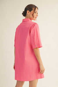 Pearl Button Shift Dress