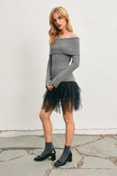 Tulle Asymmetrical Mini Skirt