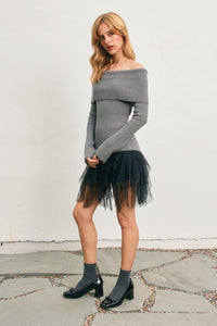 Tulle Asymmetrical Mini Skirt