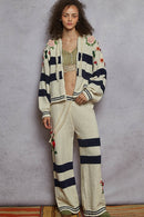 Embroidered Detail Chenille Sweater Pants