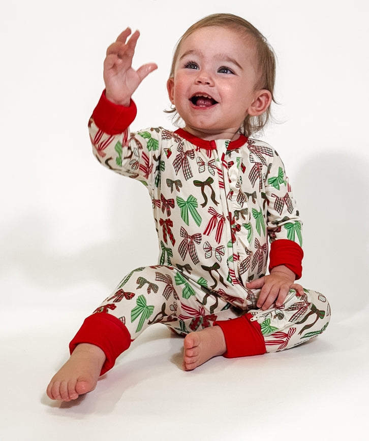 Holiday Bows Convertible Zip Romper