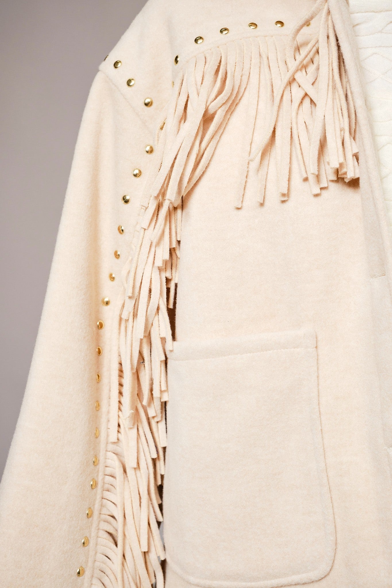 Brushed Fringe Stud Jacket